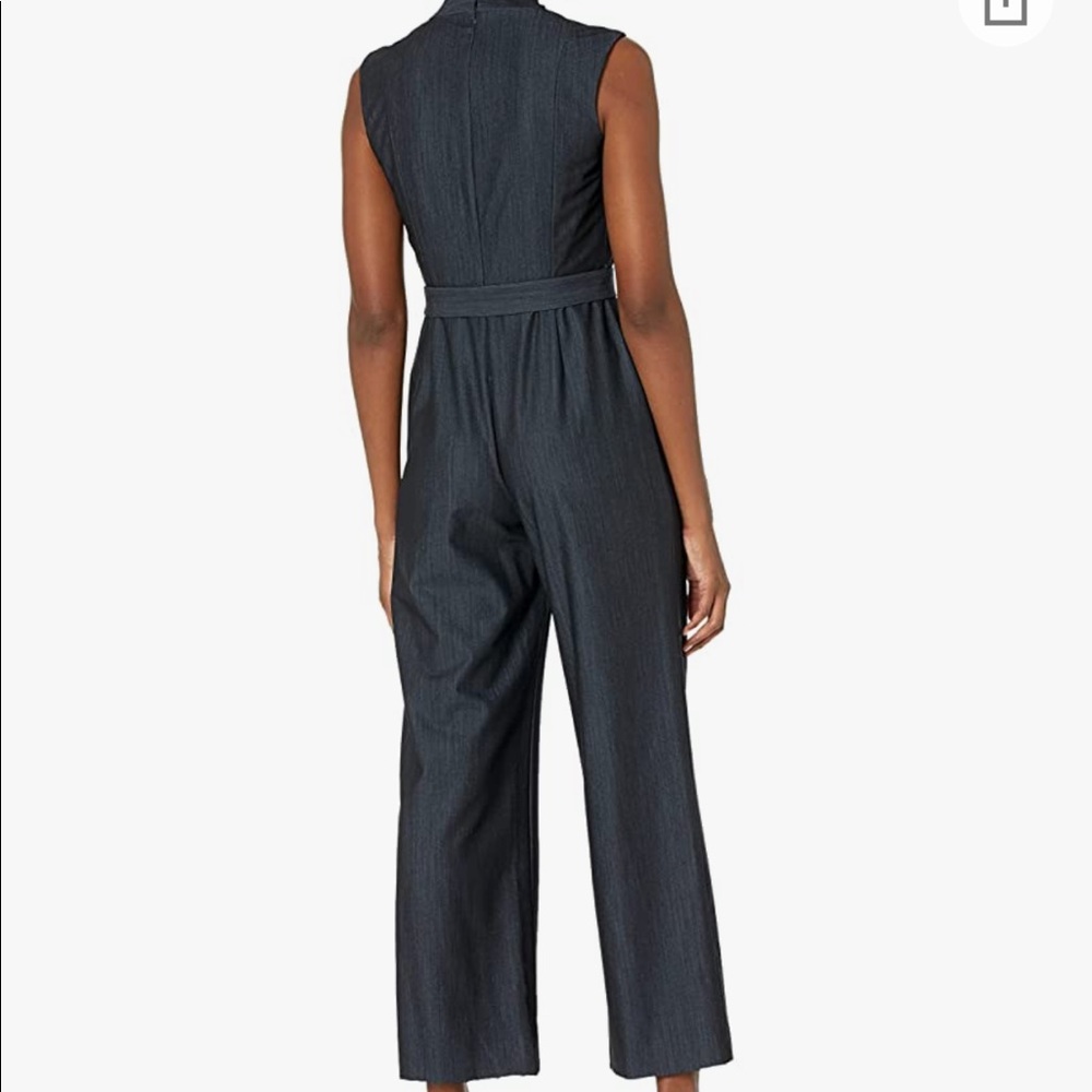 CALVIN KLEIN | Gray-Black V-neck Jumpsuit | Missing Self-tie | Sz 8/10 - Picture 3 of 16
